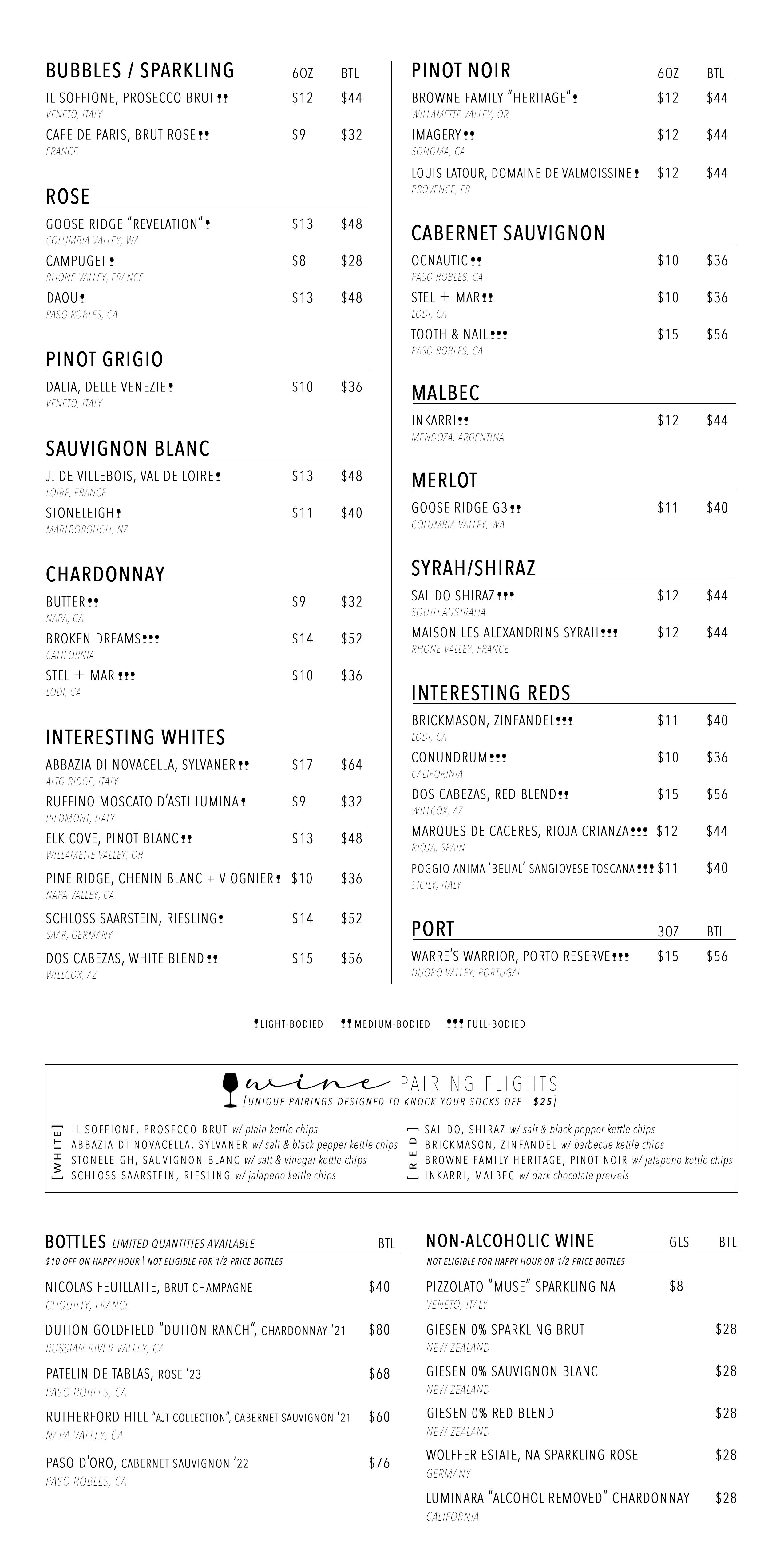 Rebel Wine Lounge Wine Menu, Fine Wine, Non-Alcoholic Wine